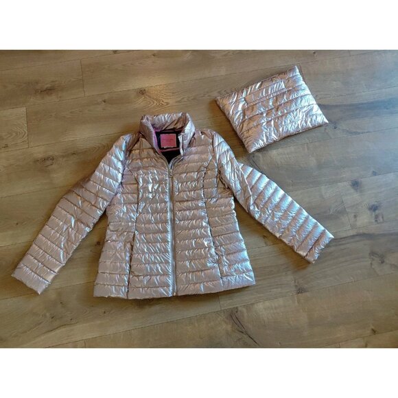 Kate Spade Rose Gold Packable Down Filled Puffer Jacket Medium Has Carry Bag - Picture 4 of 16